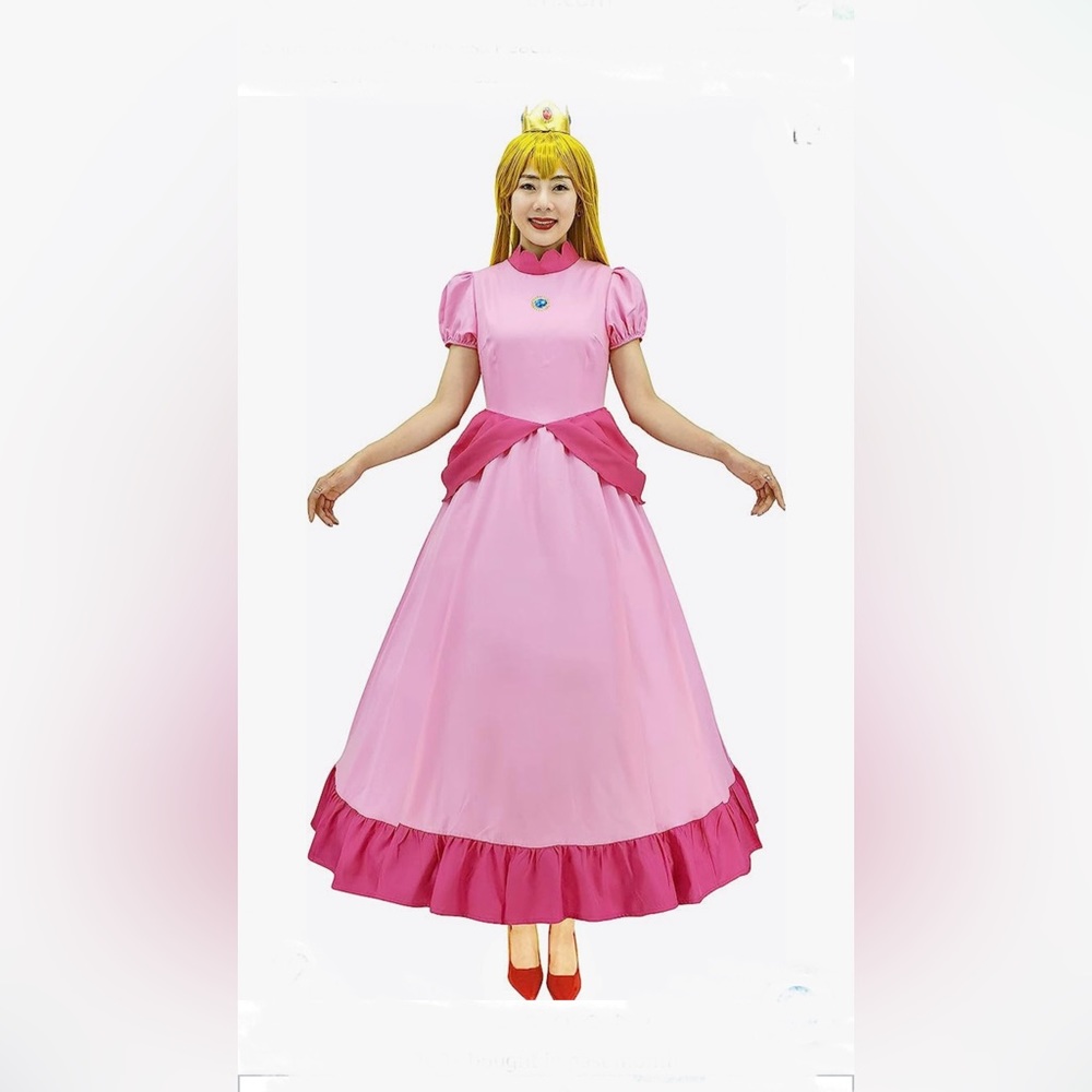 Super Mario Brothers Princess Peach Costume For Women Halloween Cosplay Dress